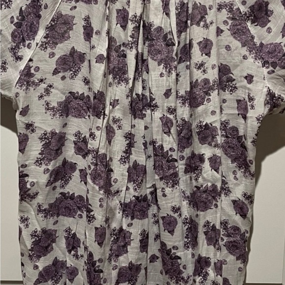 Women’s blouse size L Bit and Bridle loose fit white with purple flowers cotton - Picture 3 of 3